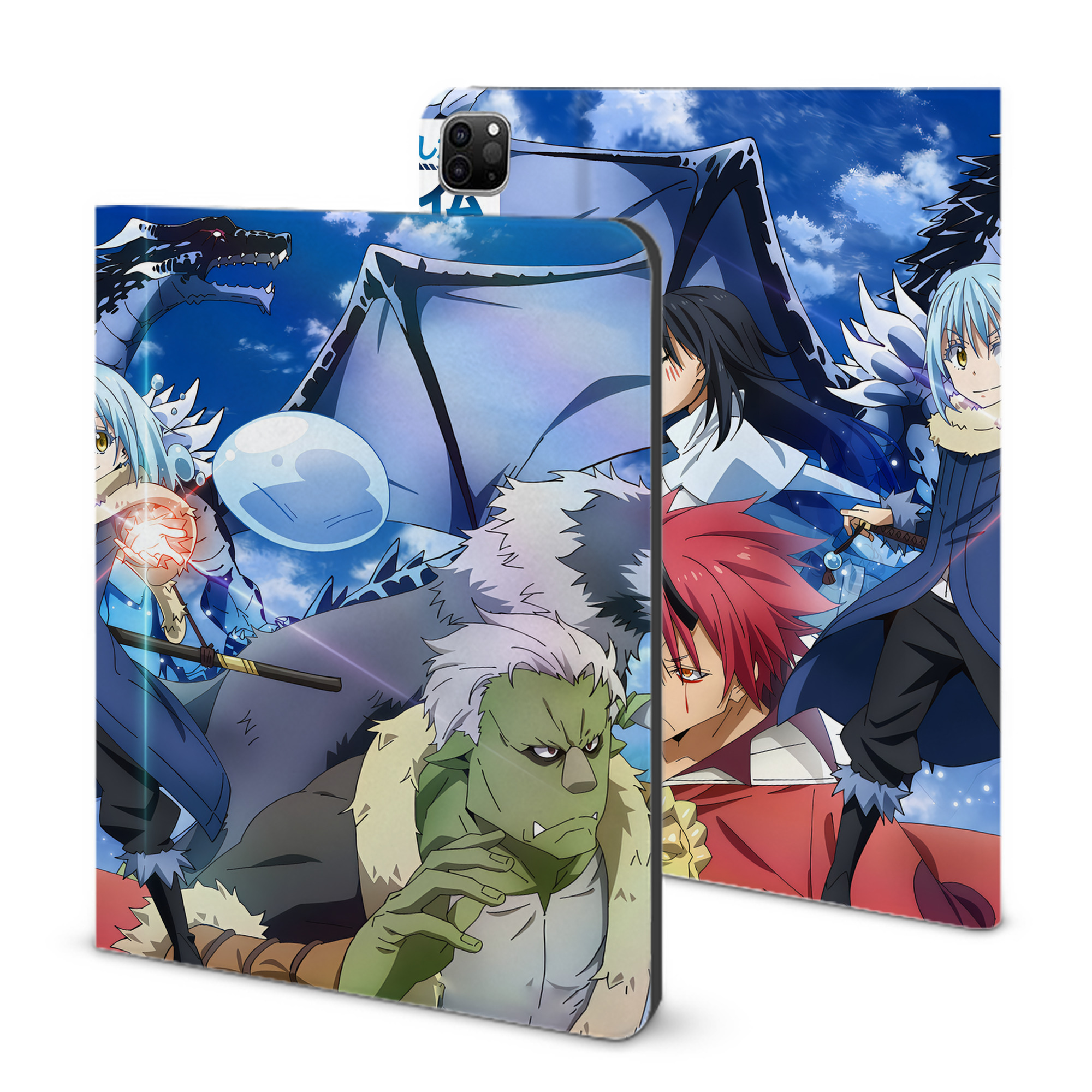 （画像用） 転スラ Regarding Reincarnated to Slime IPad ケース ブック型 PUレザー TPU 耐衝撃 軽量 薄型 ペン収納なし 全面保護 IPad 各モデル対応